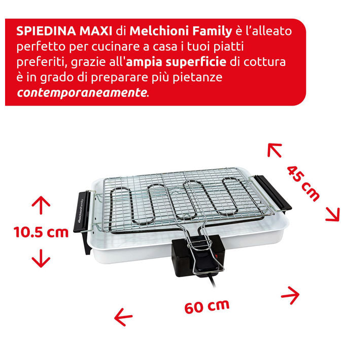 Melchioni Family 118380041 Spiedina Maxi Griglia Elettrica 2300 W Piastre Asportabili 52x38 cm colore Bianco