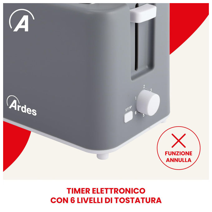 Ardes Tostapane 2 Fette In Acciaio Inox Con Timer
