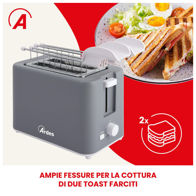 Ardes Tostapane 2 Fette In Acciaio Inox Con Timer