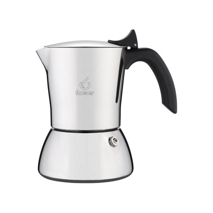 Forever 121350 Miss Perla Caffettiera Moka 2 Tazze Acciaio Inox Compatibile Induzione colore Argento