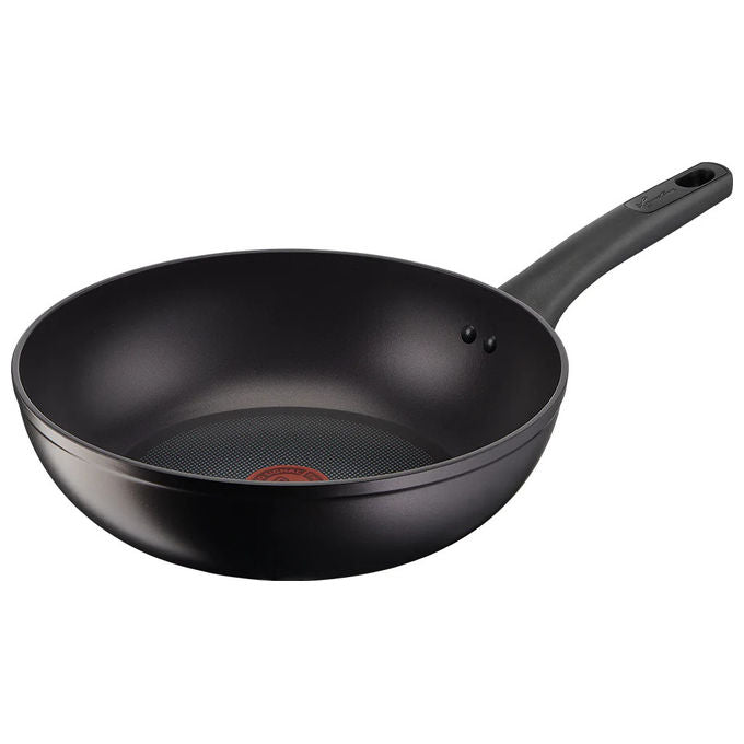 Lagostina 010267600005 Cucina Eco Set Pentole 5 pezzi Alluminio Riciclato Antiaderente Thermosignal Padella 24 cm Wok 28 cm Casseruola 18 cm colore Nero
