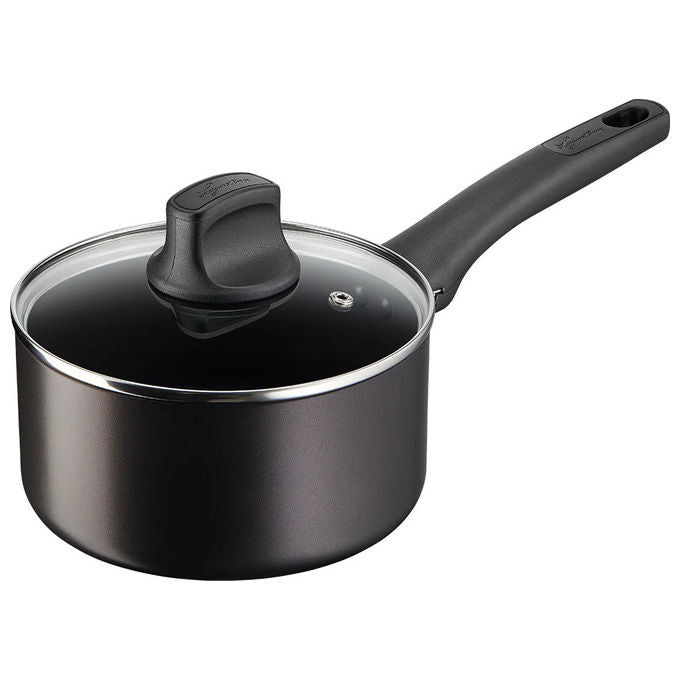 Lagostina 010267600005 Cucina Eco Set Pentole 5 pezzi Alluminio Riciclato Antiaderente Thermosignal Padella 24 cm Wok 28 cm Casseruola 18 cm colore Nero