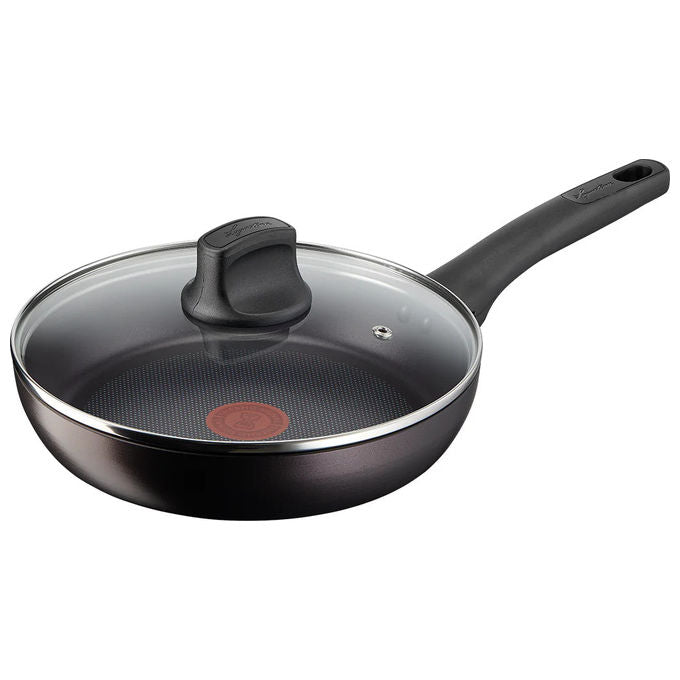 Lagostina 010267600005 Cucina Eco Set Pentole 5 pezzi Alluminio Riciclato Antiaderente Thermosignal Padella 24 cm Wok 28 cm Casseruola 18 cm colore Nero