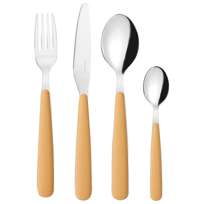 Guzzini 127500206 Pop Set Posate 24 Pezzi 6 Posti Acciaio Inossidabile Lavabili in Lavastoviglie colore Giallo Senape