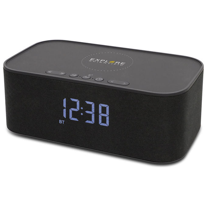 Explore Scientific BCC1001 Radiosveglia Portatile Bluetooth 5.0 10W Ricarica Wireless Qi Power Bank 4400 mAh Doppia Sveglia Vivavoce colore Nero