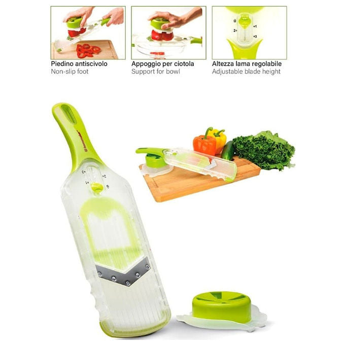 LIT Mandolina per Verdure con Lama Regolabile e Proteggi Dita