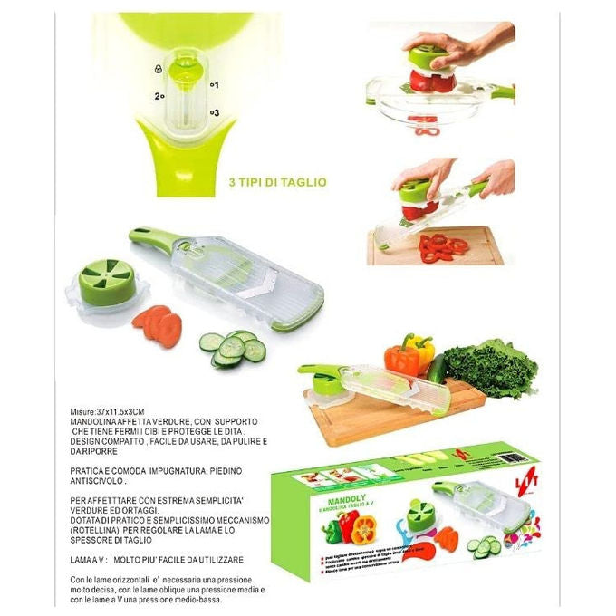 LIT Mandolina per Verdure con Lama Regolabile e Proteggi Dita