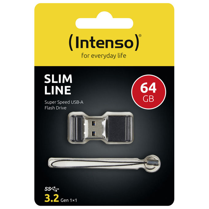 Intenso Slim Line 64 GB USB Tipo a Cuffia Nero