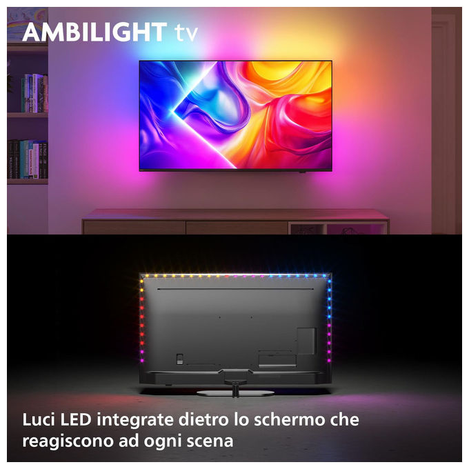 Philips 65PUS9010-12 The One Smart TV QLED 65'' 4K Ultra HD Ambilight Trilato Titan OS Dolby Vision Dolby Atmos 120 Hz colore Nero