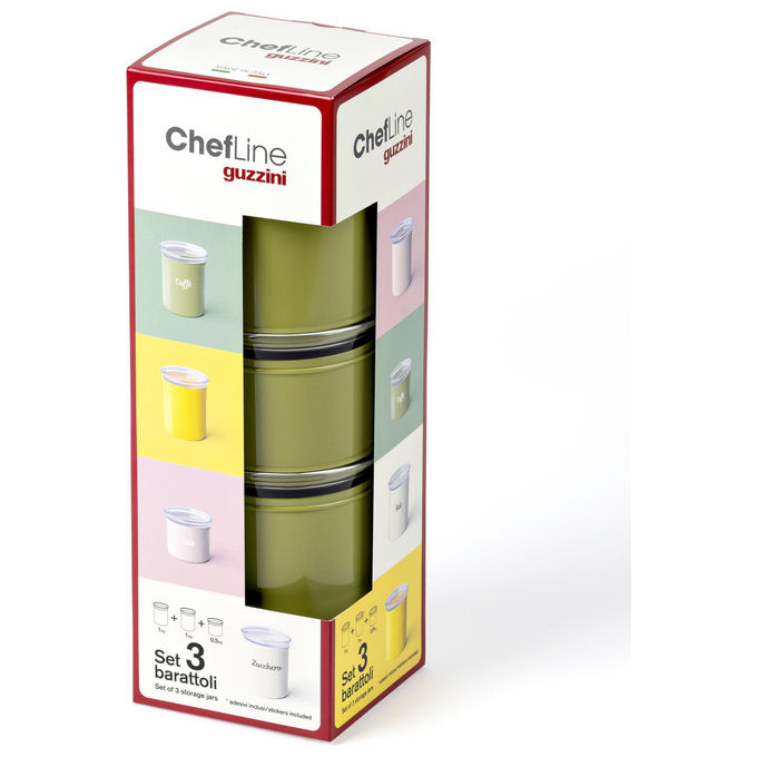 Fratelli Guzzini Set 3 Barattoli Personalizzabili Verde