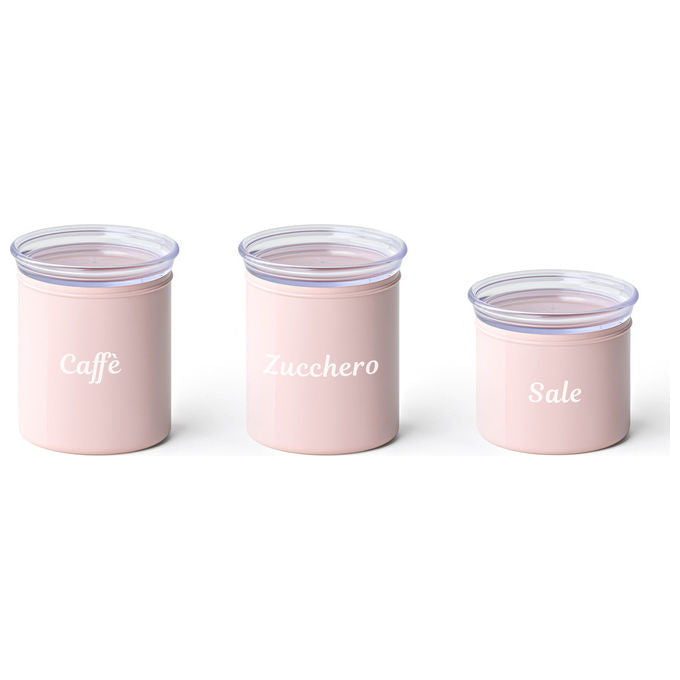 Fratelli Guzzini Set 3 Barattoli Personalizzabili Rosa