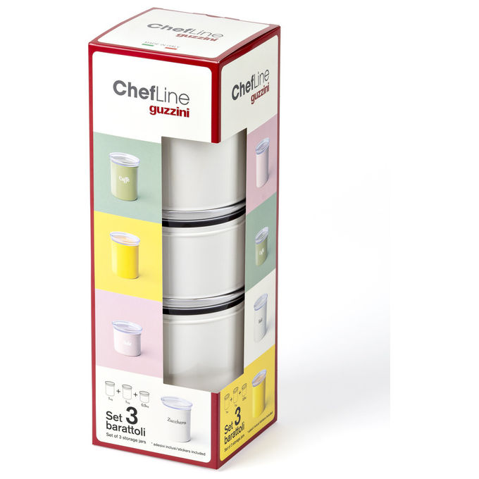 Fratelli Guzzini Set 3 Barattoli Personalizzabili con Adesivi