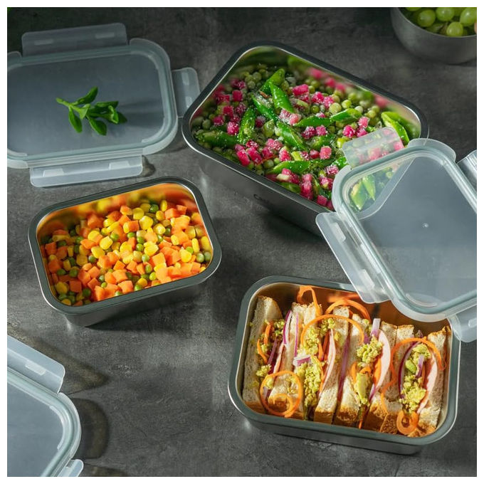 Castey Contenitore Rettangolare Acciaio Inox 800 ml