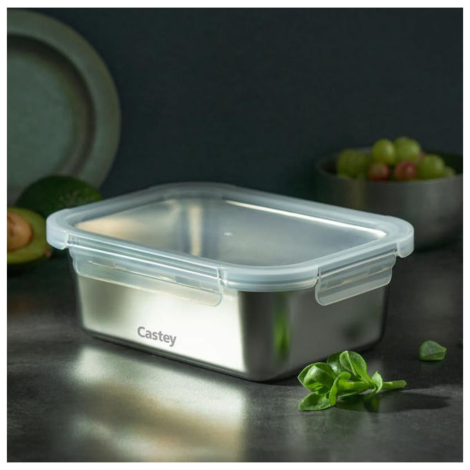 Castey Contenitore Rettangolare Acciaio Inox 1200 ml
