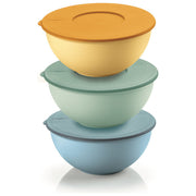 Guzzini 29266252 Everywhere Set 3 Contenitori Ermetici con Coperchio Diametro 16 cm 900 ml BPA Free colore Verde Giallo Azzurro