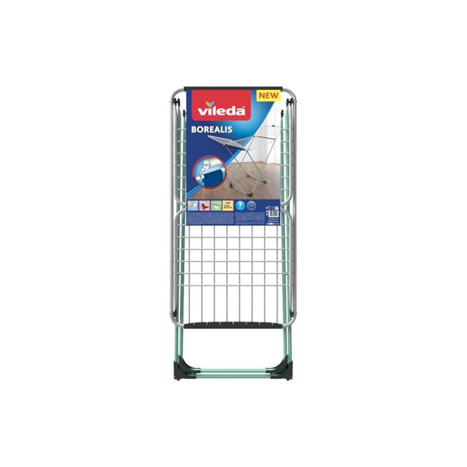 Vileda 174150 Borealis Stendibiancheria 20 m Griglia Alluminio Fili Antipiega Pieghevole Interno Esterno colore Glitter