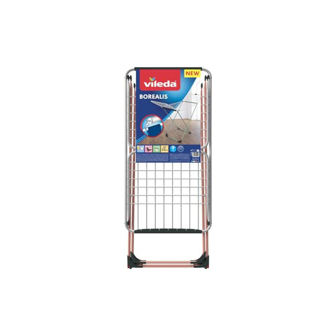 Vileda 174150 Borealis Stendibiancheria 20 m Griglia Alluminio Fili Antipiega Pieghevole Interno Esterno colore Glitter
