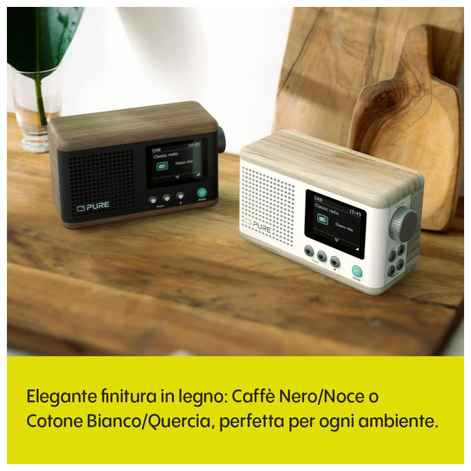 Pure CLASSIC MINI Radio Digitale Portatile DAB+ FM 5W Bluetooth USB-C batteria 4000 mAh colore Crema Legno