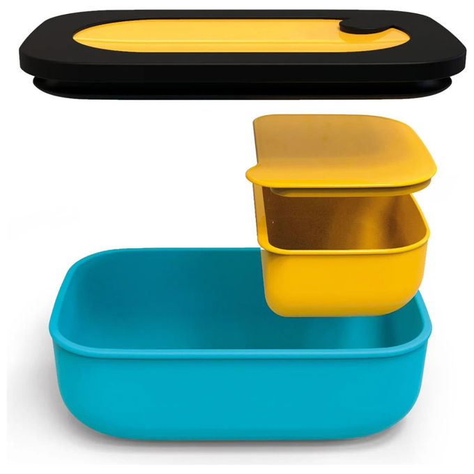 Guzzini 171155173 Store and Go On The Go Lunch Box Set 2 Contenitori 1200 ml con Posate Acciaio Inox colore Blu Zaffiro