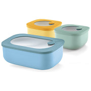 Guzzini 17077052 Store and Plus Chef Line Set 3 Contenitori Ermetici Impilabili BPA Free Frigorifero Freezer Microonde colore Multicolore