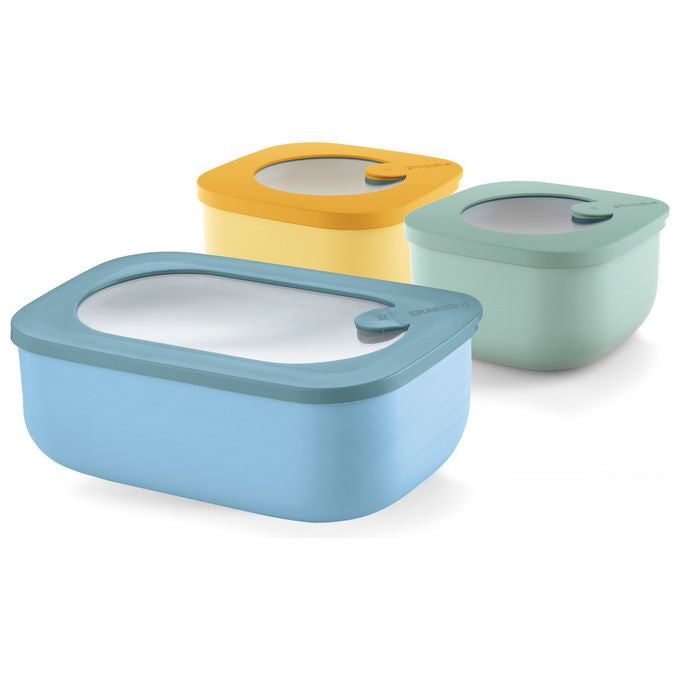 Guzzini 17077052 Store and Plus Chef Line Set 3 Contenitori Ermetici Impilabili BPA Free Frigorifero Freezer Microonde colore Multicolore