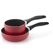 Fratelli Guzzini 28824452 CookandPlus Set Padella 16 cm e Bollilatte 12 cm antiaderente PTFE colore Rosso