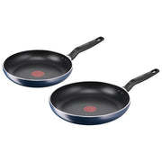 Lagostina 2100136443 Mirtillo Set 2 Padelle Antiaderenti Titanio Thermo-Signal Induzione 24 e 28 cm colore Blu Notte
