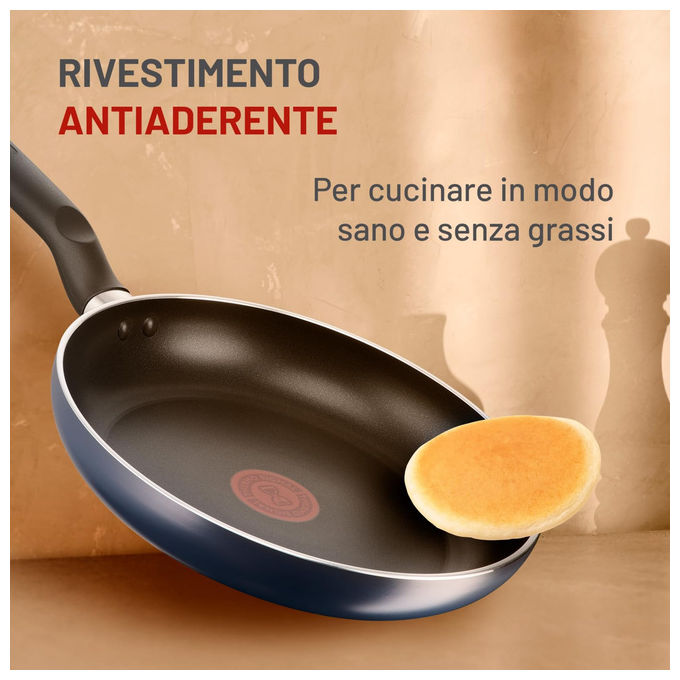 Lagostina 2100136443 Mirtillo Set 2 Padelle Antiaderenti Titanio Thermo-Signal Induzione 24 e 28 cm colore Blu Notte