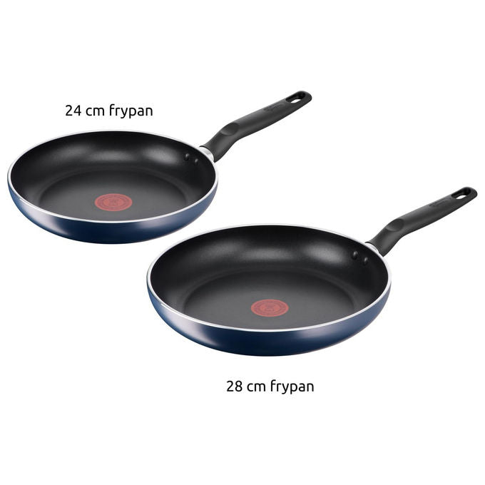 Lagostina 2100136443 Mirtillo Set 2 Padelle Antiaderenti Titanio Thermo-Signal Induzione 24 e 28 cm colore Blu Notte