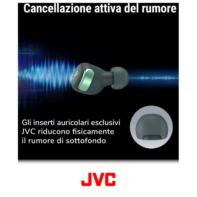JVC HA-Z330T-G Auricolari True Wireless ANC Bluetooth 5.2 IPX4 21H autonomia bassa latenza colore Verde
