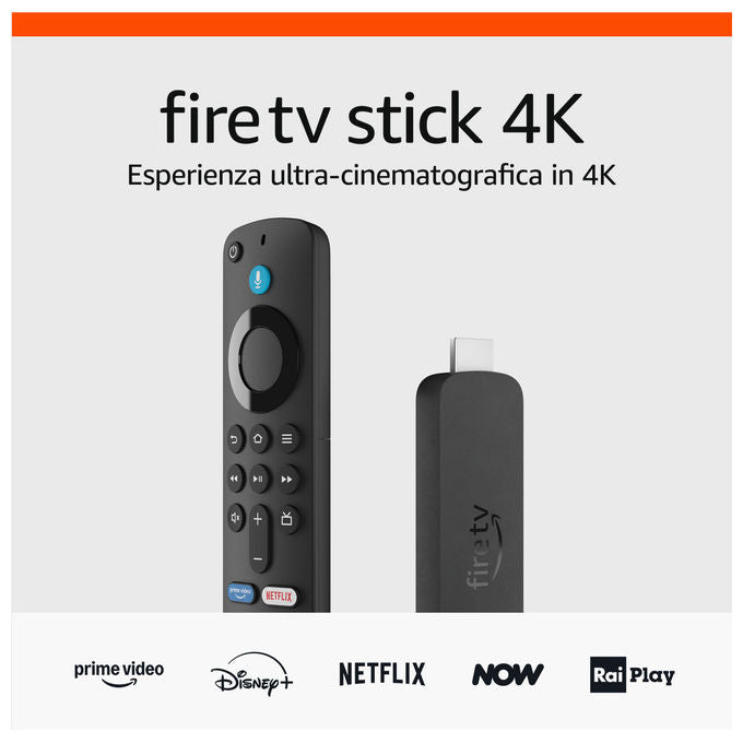 Amazon M3N6RA Fire TV Stick 4K Ultra HD Streaming Device Wi-Fi 6 Dolby Vision Atmos HDR10+ 8 GB colore Nero