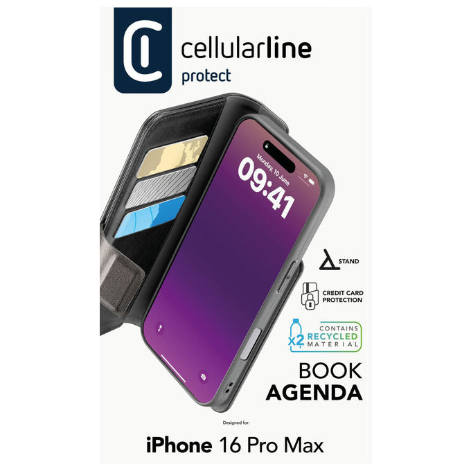 Cellularline Book Agenda Custodia a Libro iPhone 16 Pro Max