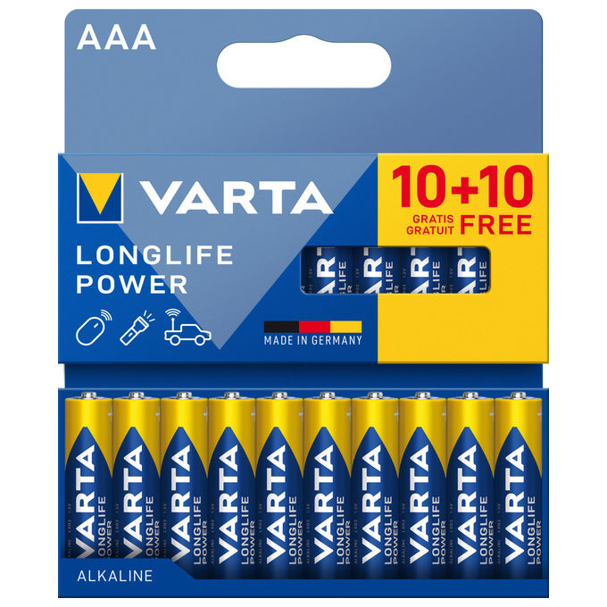 Varta Batteria Mono Splituso Mini Stilo AAA Alcalino 20 Pz