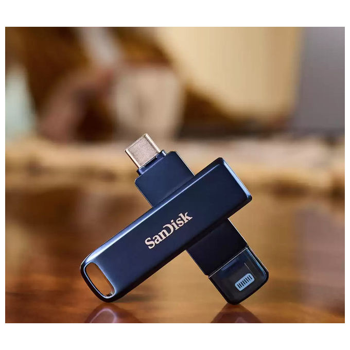 SanDisk iXpand 64 GB USB Type-C Lightning Girevole Blu