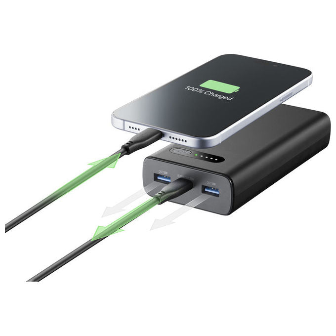 Cellularline PBFAST01PD20000K Fast PD Power Bank 20000 mAh USB-C 20W PD 2 USB-A 18W 3 dispositivi colore Nero