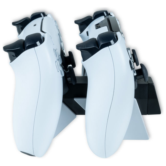 Nacon PS5DUALCHARGERV4 Dual Charger V4 Base di Ricarica Doppia PlayStation 5 DualSense DualSense Edge RGB colore Bianco Nero