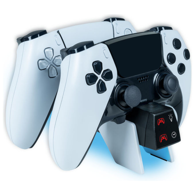 Nacon PS5DUALCHARGERV4 Dual Charger V4 Base di Ricarica Doppia PlayStation 5 DualSense DualSense Edge RGB colore Bianco Nero