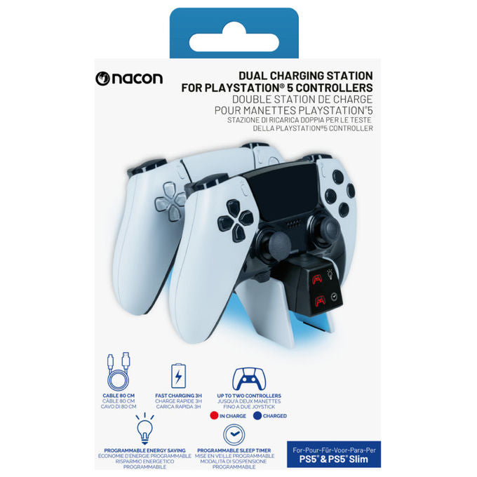 Nacon PS5DUALCHARGERV4 Dual Charger V4 Base di Ricarica Doppia PlayStation 5 DualSense DualSense Edge RGB colore Bianco Nero