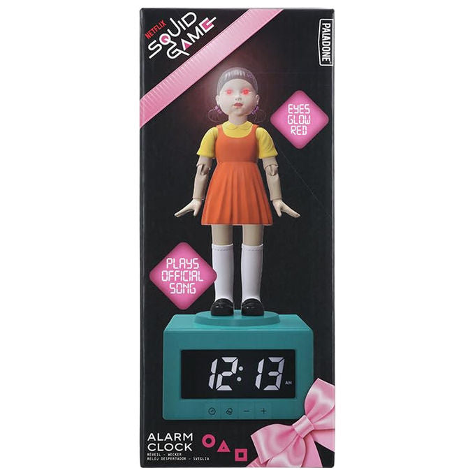 Paladone PP13305SG Squid Game Sveglia Digitale Young-Hee con Luce Notturna e Suono Ufficiale Netflix