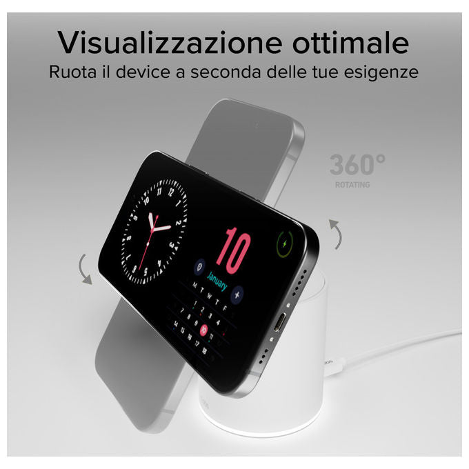 SBS Ricarica Wireless 2 in 1 con Stand Pieghevole