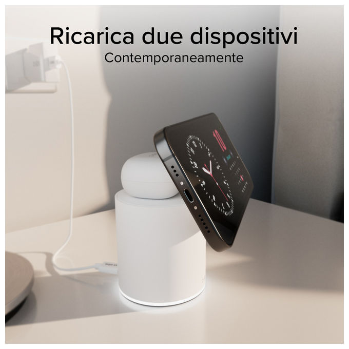 SBS Ricarica Wireless 2 in 1 con Stand Pieghevole