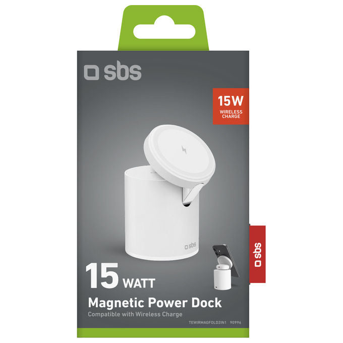 SBS Ricarica Wireless 2 in 1 con Stand Pieghevole