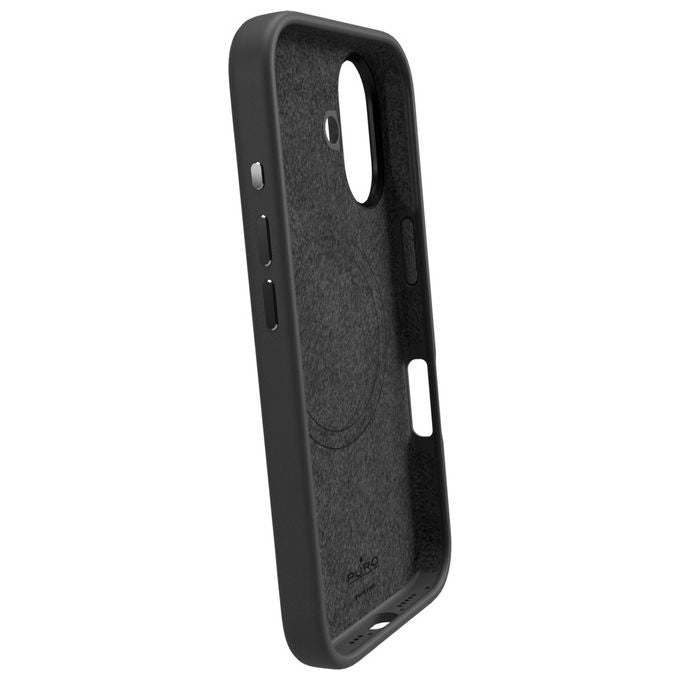 Puro PUIPC1661ICONMPBLK Icon Mag Pro Cover per iPhone 16 Silicone Microfibra Compatibile MagSafe colore Nero