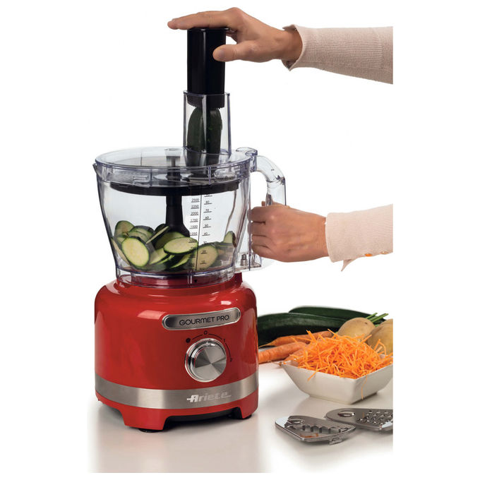 Ariete 1782-00 Gourmet Pro Moderna Robot da cucina 1000W Tritatutto 3L Frullatore 2L 2 velocita' Pulse colore Rosso