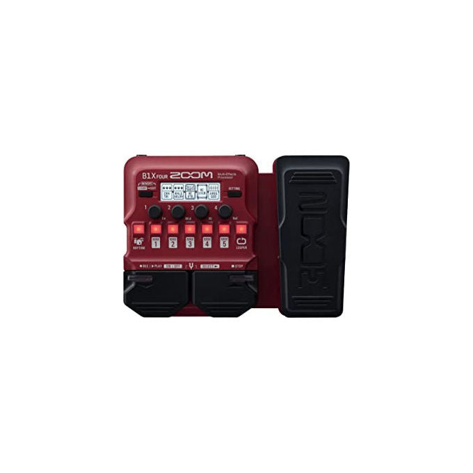 Zoom B1X FOUR Pedaliera Multieffetto per Basso 71 Effetti 9 Amp Simulator Looper 30s Drum Machine 68 Ritmi Pedale Espressione