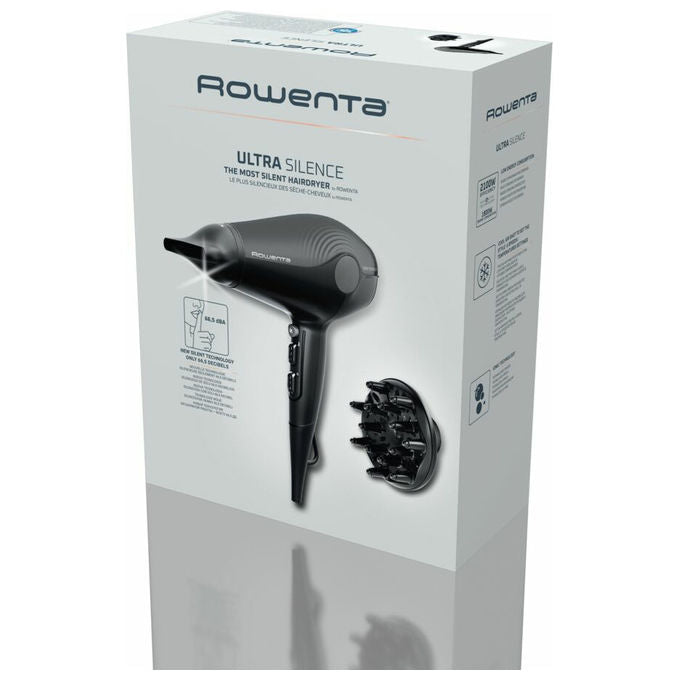 Rowenta CV6430 Ultra Silence Asciugacapelli 1800 W Funzione Ionica 2 Velocita' 3 Temperature Concentratore Diffusore colore Nero