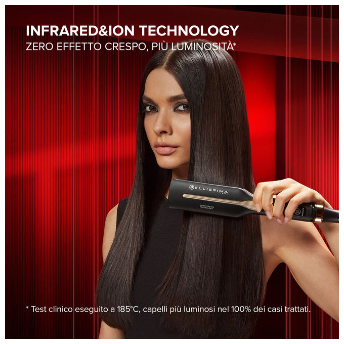 Bellissima 11873 Absolute Piastra per capelli 4XL Infrarossi Ioni Ceramica Cheratina 4 Temperature 170-230°C colore Nero
