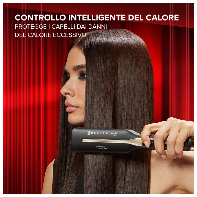 Bellissima 11873 Absolute Piastra per capelli 4XL Infrarossi Ioni Ceramica Cheratina 4 Temperature 170-230°C colore Nero