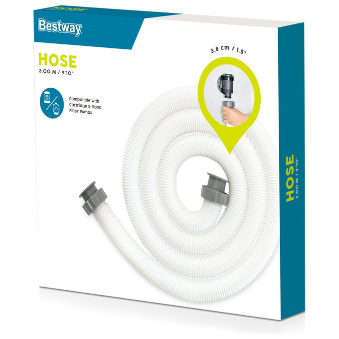Bestway Tubo per Filtro Bianco 3,8 cm 3 m