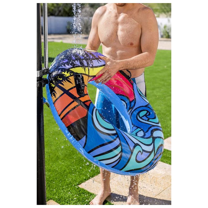 Bestway 58694 SolarFlow Doccia Solare da Giardino 8 L 218 cm base 50x50 cm colore Nero Acciaio Inox